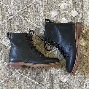 Madewell Black Leather Combat Boots